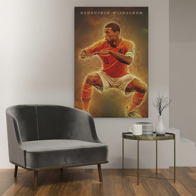 Canvas schilderij interieur Gini Wijnaldum bij het Nederlands Elftal
