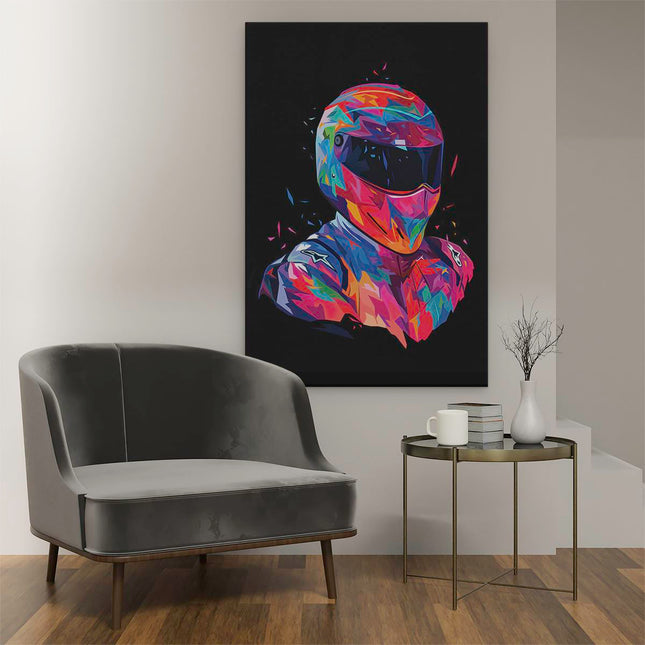 Canvas schilderij interieur Motorhelm in Abstracte Kleuren