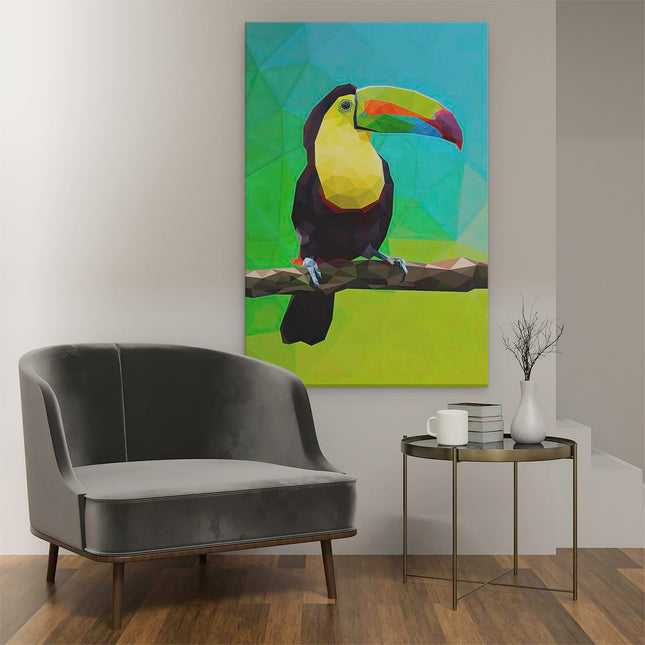 Canvas schilderij interieur Toekan in Abstracte Kleuren