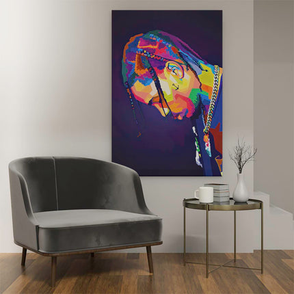 Canvas schilderij interieur Travis Scott in Abstracte Kleuren