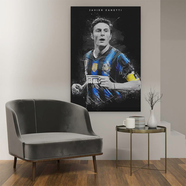 Canvas schilderij interieur Javier Zanetti bij FC Internazionale 