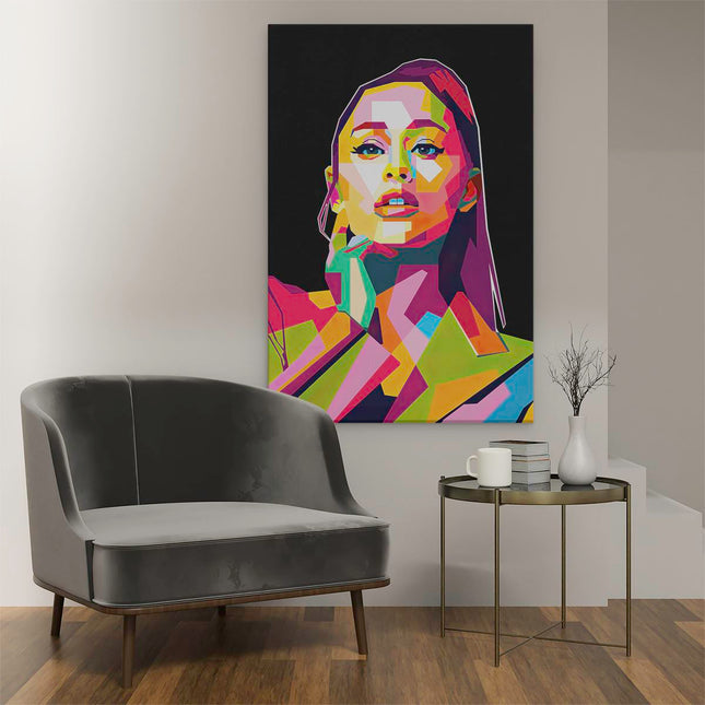 Canvas schilderij interieur Ariana Grande in Abstracte Kleuren