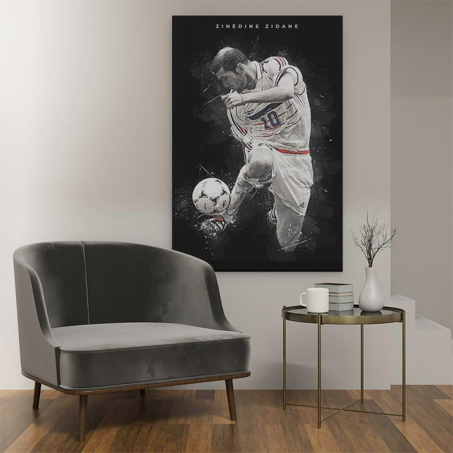 Canvas schilderij interieur Zinedine Zidane bij Frans Elftal
