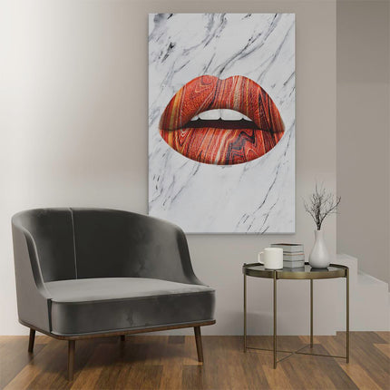 Canvas schilderij interieur Rode Lippen op Abstract Witte Achtergrond