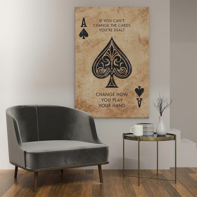 Canvas schilderij interieur Aas Kaart met een Quote - Inspiratie - Motivatie