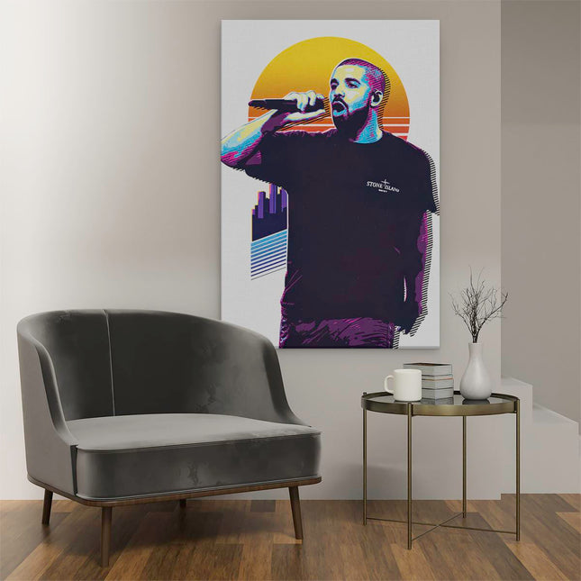 Canvas schilderij interieur Drake Zingt