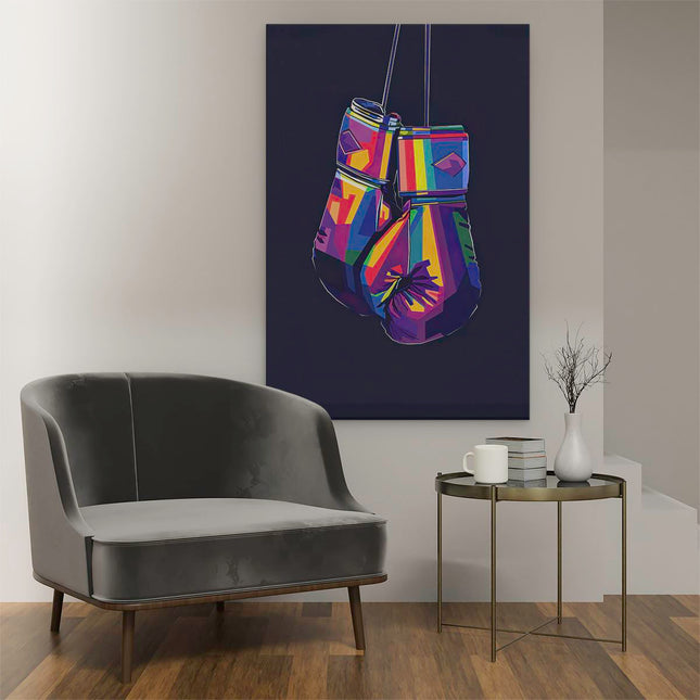 Canvas schilderij interieur Bokshandschoenen in Abstracte Kleuren