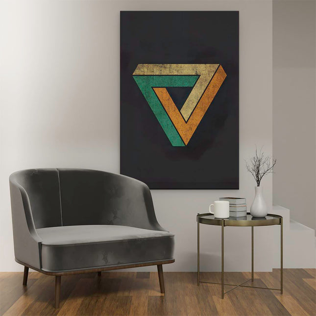 Canvas schilderij interieur Oneindige Driehoek in het Groen Geel