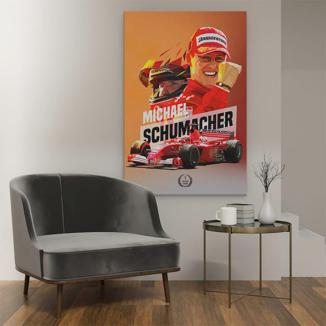 Canvas schilderij interieur Michael Schumacher bij Ferrari F1