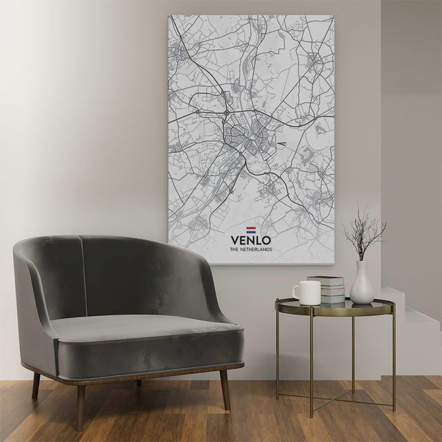 Canvas schilderij interieur Stadskaart Venlo in het Wit