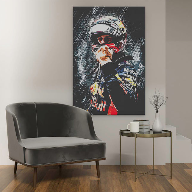 Canvas schilderij interieur Max Verstappen Juicht