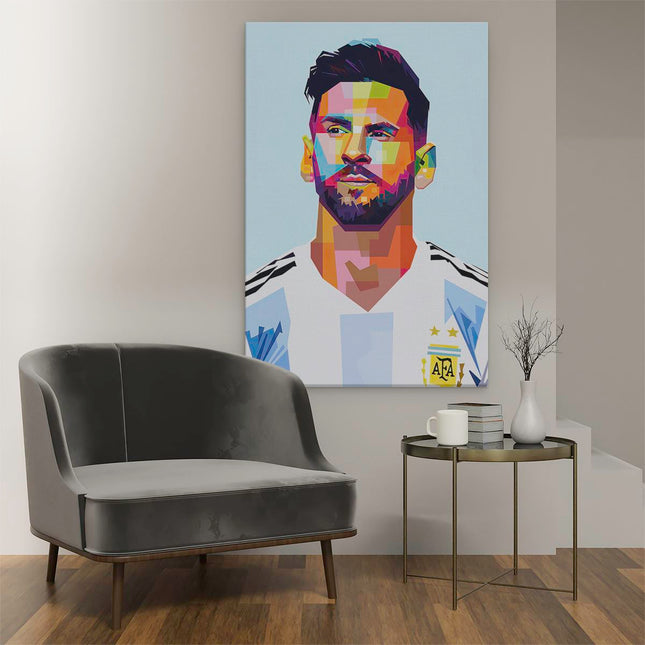 Canvas schilderij interieur Lionel Messi bij Argentinië in Abstract