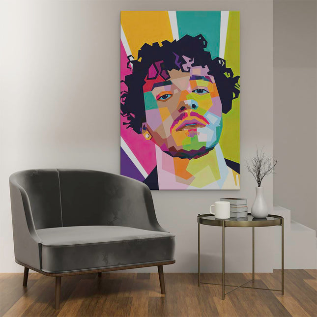 Canvas schilderij interieur Jack Harlow in Abstracte Kleuren