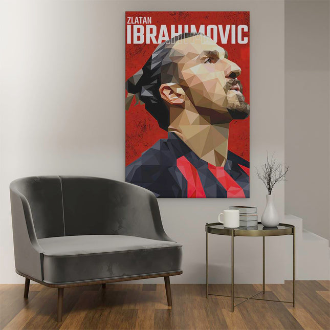 Canvas schilderij interieur Zlatan Ibrahimovic bij AC Milan in Geometrie