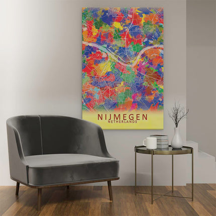 Canvas schilderij interieur Stadskaart Nijmegen in Kleur