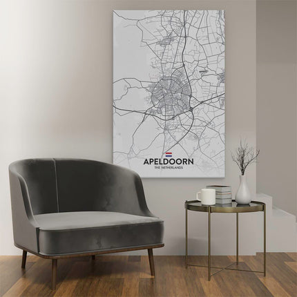 Canvas schilderij interieur Stadskaart Apeldoorn in het Wit