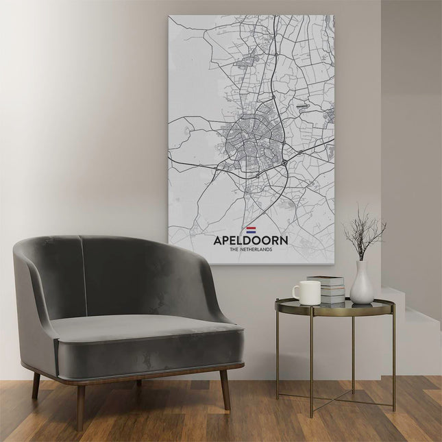 Canvas schilderij interieur Stadskaart Apeldoorn in het Wit