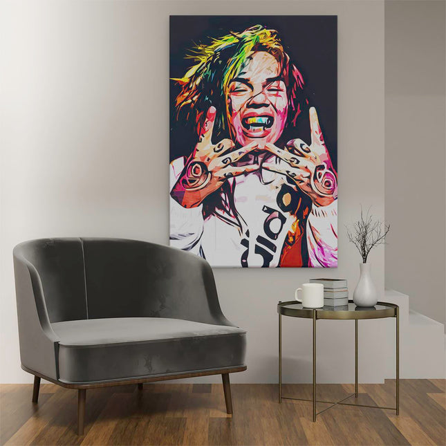 Canvas schilderij interieur Getekende 6ix9ine