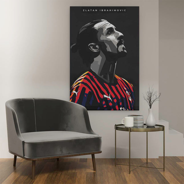 Canvas schilderij interieur Zlatan Ibrahimovic bij AC Milan in Geometrie