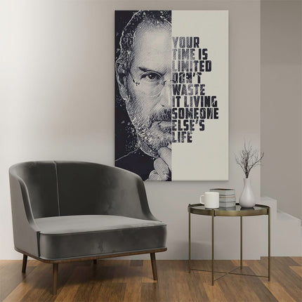 Canvas schilderij interieur Steve Jobs Quote