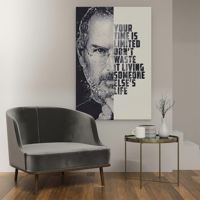 Canvas schilderij interieur Steve Jobs Quote