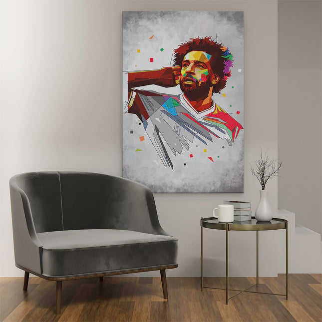 Canvas schilderij interieur Mohammed Salah in Geometrische Stijl