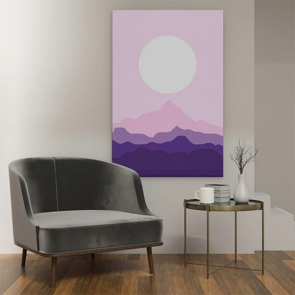 Canvas schilderij interieur Bergen in het Roze met de Zon - Abstract