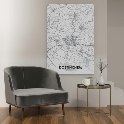 Canvas schilderij interieur Stadskaart Doetinchem in het Wit