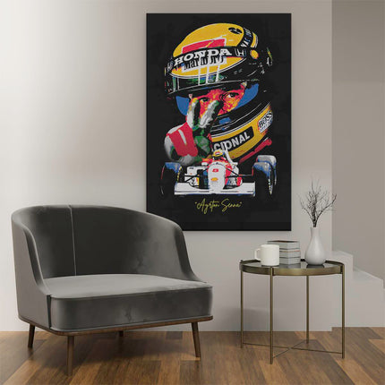 Canvas schilderij interieur Formule 1 Coureur Ayrton Senna