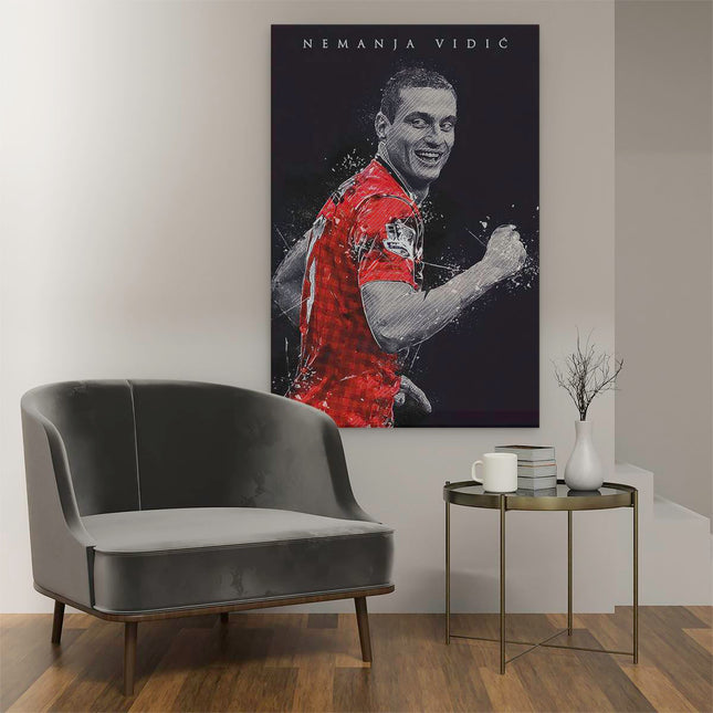 Canvas schilderij interieur Nemanja Vidic bij Manchester United