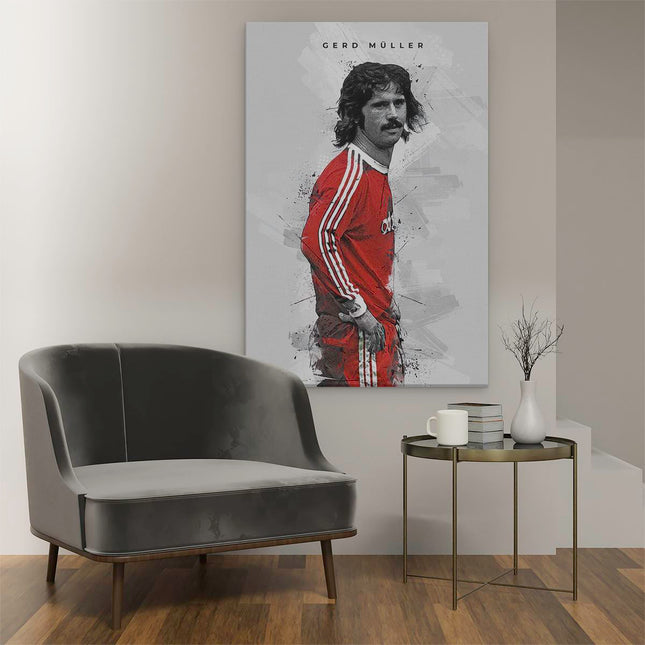 Canvas schilderij interieur Gerd Müller bij FC Bayern München
