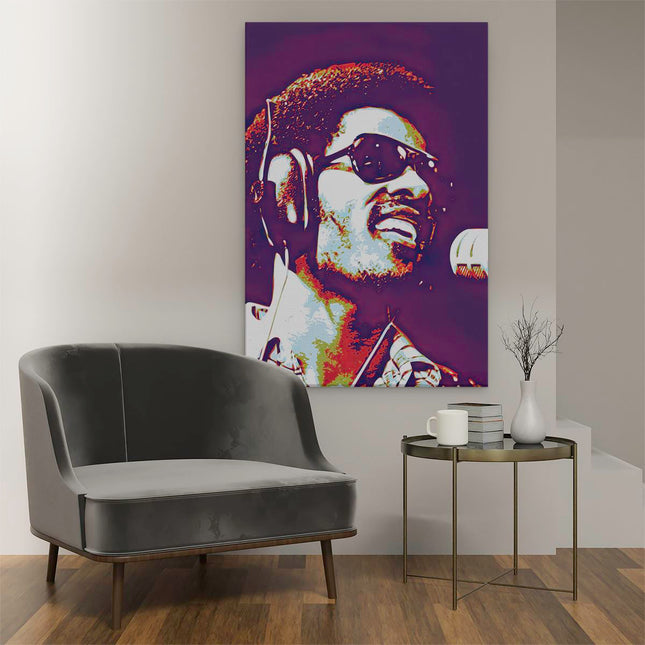 Canvas schilderij interieur Stevie Wonder