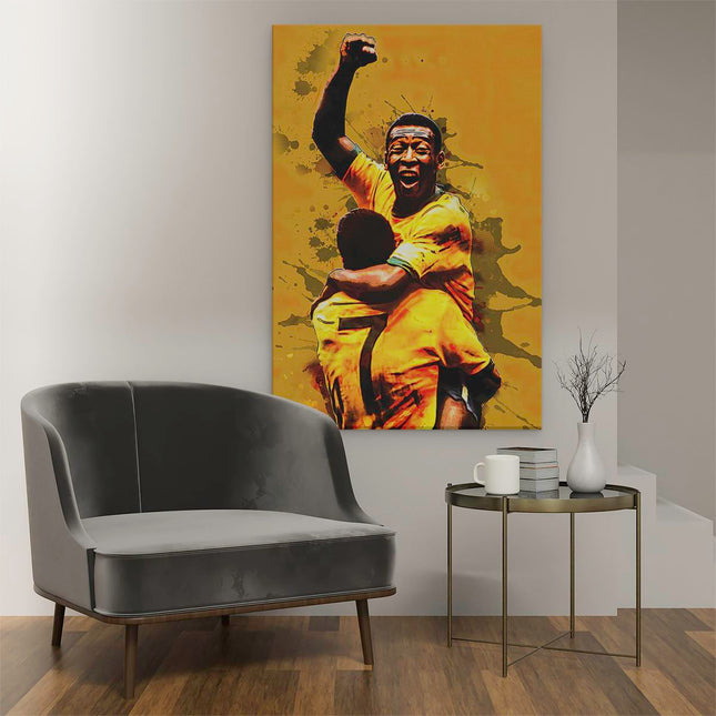 Canvas schilderij interieur Pelé juicht na Iconische Goal bij Brazilië 