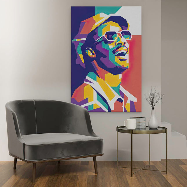 Canvas schilderij interieur Stevie Wonder in Abstract