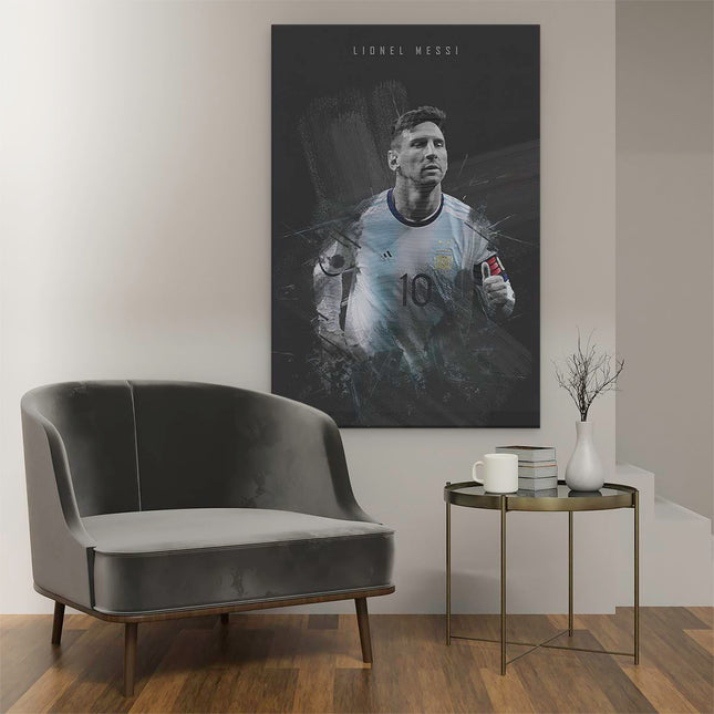 Canvas schilderij interieur Lionel Messi bij Argentinië
