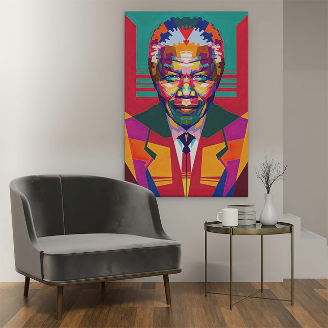 Canvas schilderij interieur Nelson Mandela in Kleur - Abstract