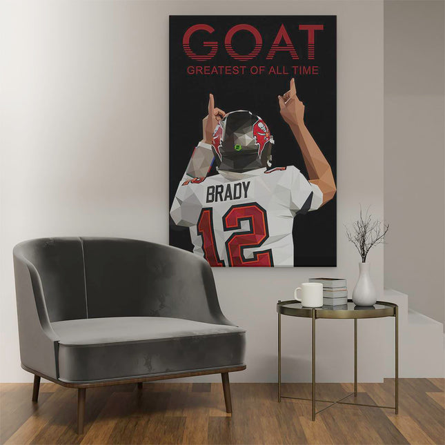 Canvas schilderij interieur American Football speler Tom Brady - GOAT