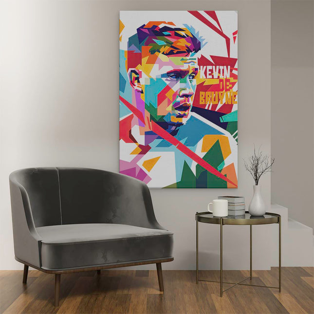 Canvas schilderij interieur Kevin de Bruyne in Kleur