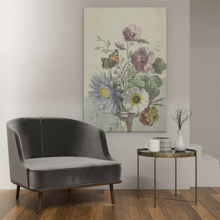 Canvas schilderij interieur Boeket Bloemen met een Vlinder - Willem van Leen