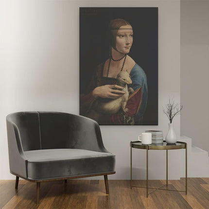 Canvas schilderij interieur De Dame met de Hermelijn - Leonardo da Vinci