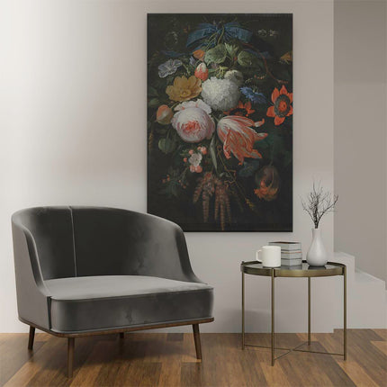 Canvas schilderij interieur Een Hangend Boeket - Abraham Mignon