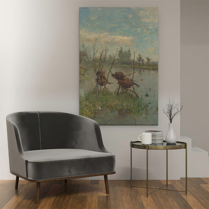 Canvas schilderij interieur Eendennesten - Paul Joseph Constantin Gabriël