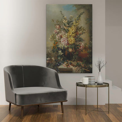 Canvas schilderij interieur Grote Vaas met Bloemen - Josep Mirabent