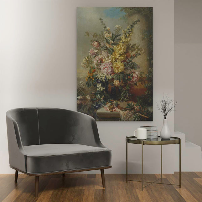 Canvas schilderij interieur Grote Vaas met Bloemen - Josep Mirabent