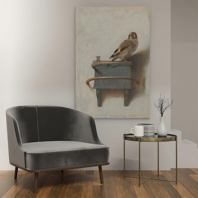 Canvas schilderij interieur Het Puttertje - Carel Fabritius