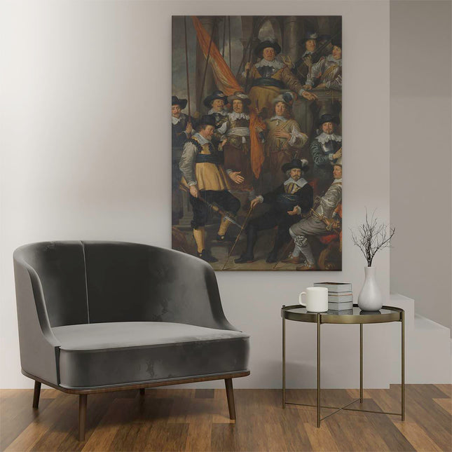 Canvas schilderij interieur Officieren en andere Schutters van Wijk XVIII in Amsterdam - Govert Flinck