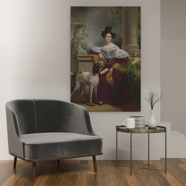 Canvas schilderij interieur Portret van Alida Christina Assink - Jan Adam Kruseman
