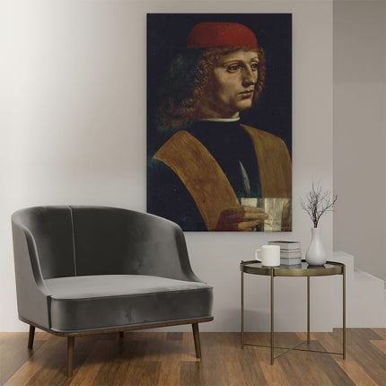 Canvas schilderij interieur Portret van een Muzikant - Leonardo da Vinci