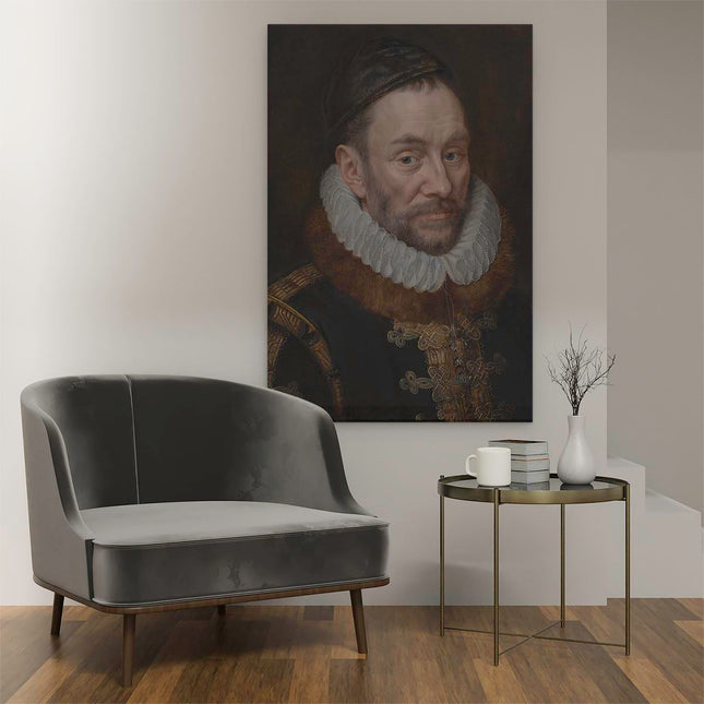 Canvas schilderij interieur Portret van Willem I - Prins van Oranje - Adriaen Thomasz Key