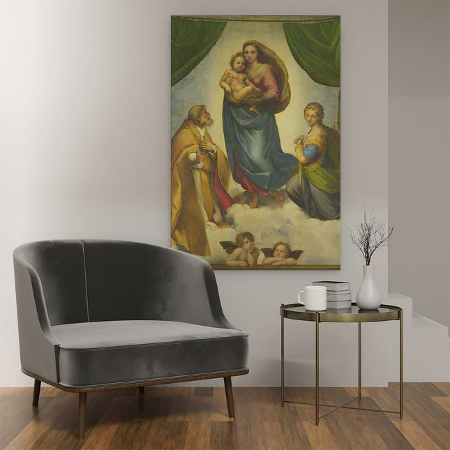Canvas schilderij interieur Sixtijnse Madonna - Rafaël